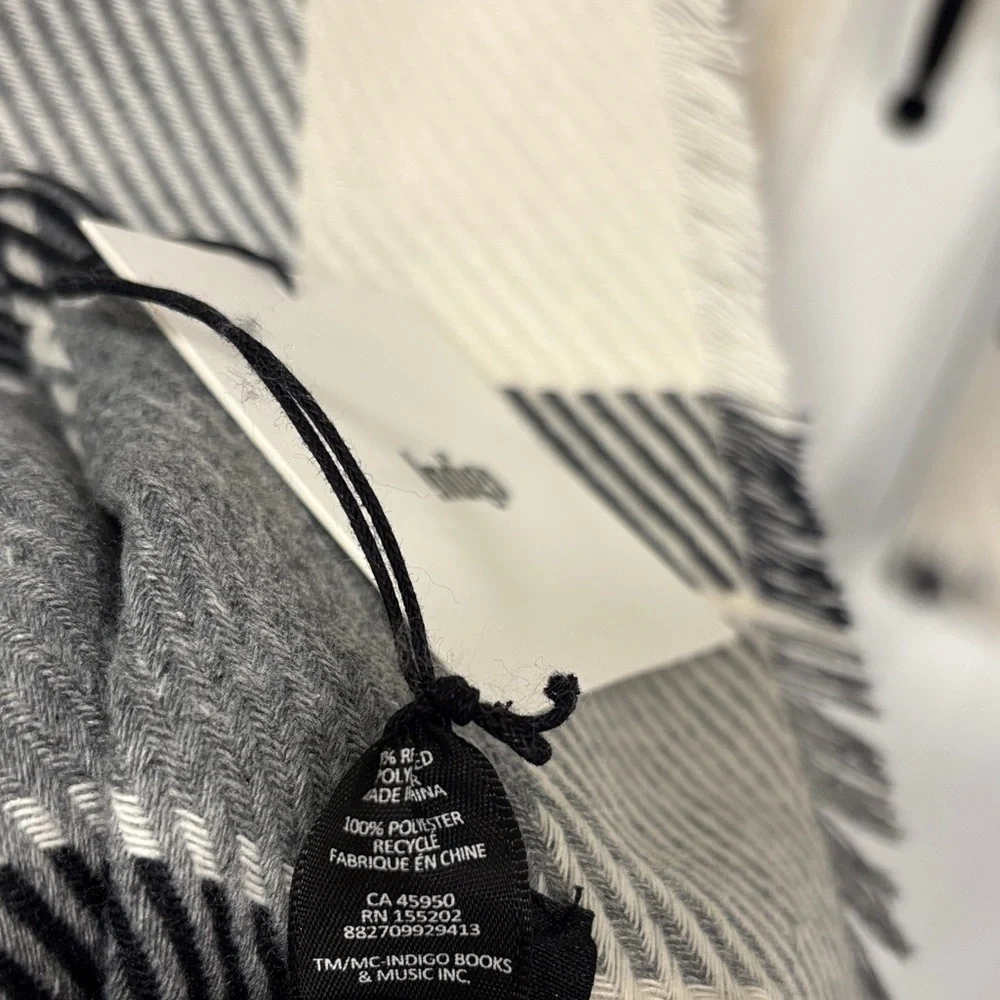 Indigo Black & White Plaid scarf/Wrap